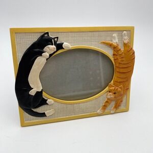 Cute Cat Photo Frame 4x6 Black Tuxedo‎ Orange Tabby Kitten 3D Desk Decor
